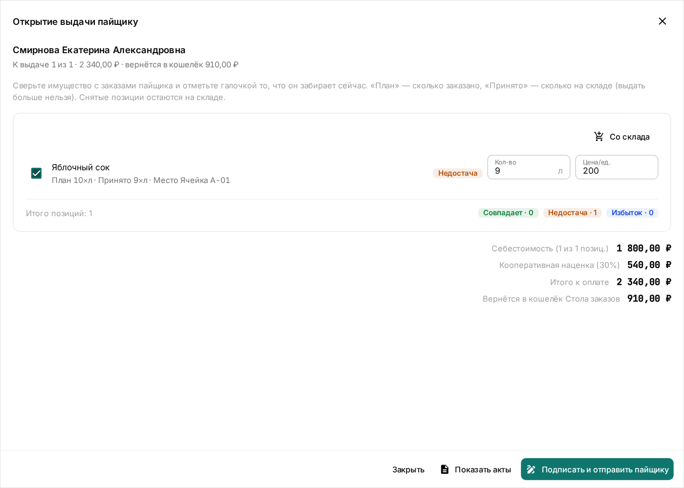 Факт совпадает с планом