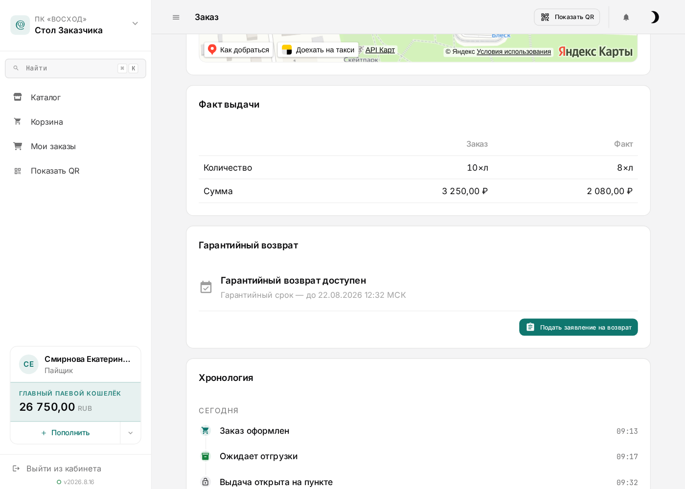 Блок гарантийного возврата с датой окончания срока